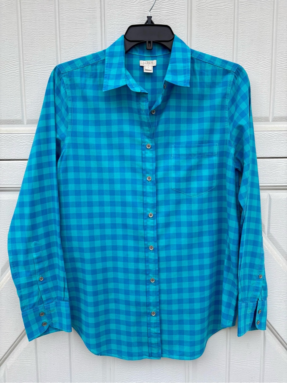 J.Crew Gingham Button Down Shirt Blue Plaid Size Small 100% Cotton
